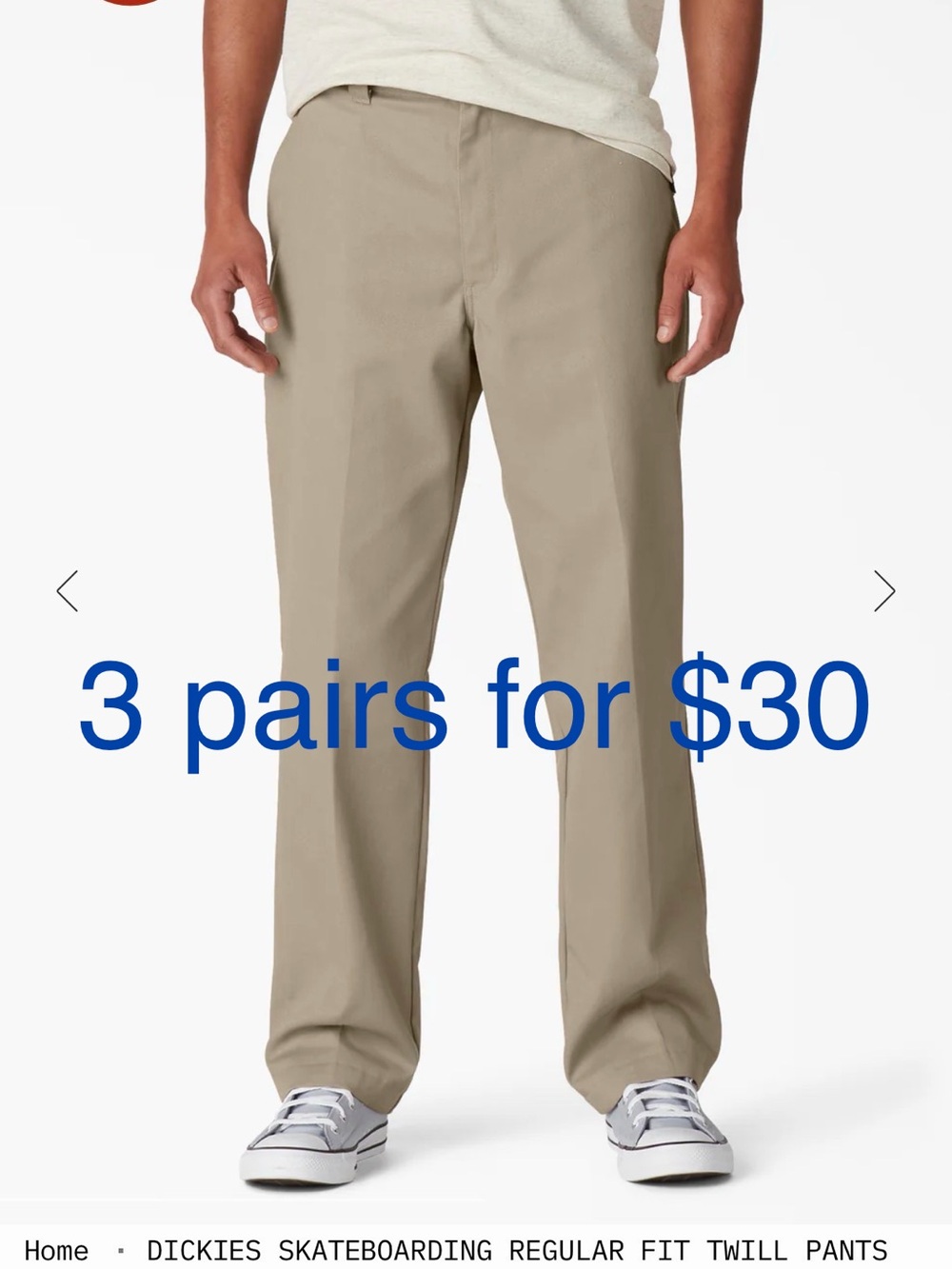 Dickies Men's Tan Regular-Fit Twill Chinos